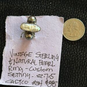 Vintage Sterling Silver Ring with Natural Pearl